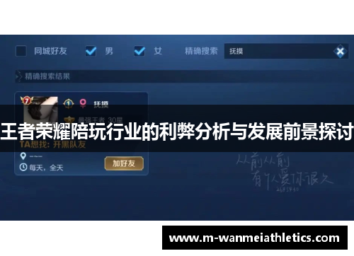 王者荣耀陪玩行业的利弊分析与发展前景探讨